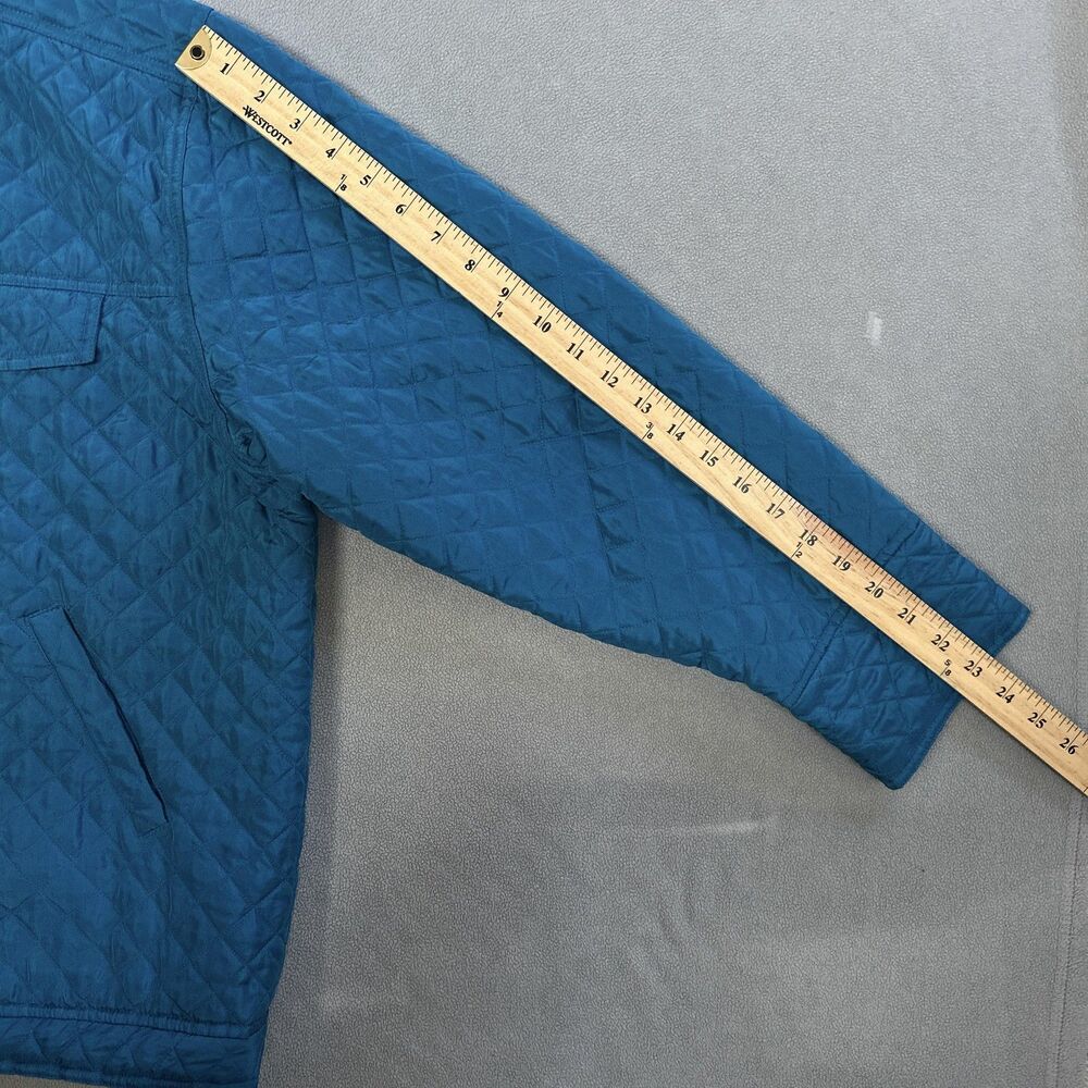 Dialogue Quilted Jacket Womens 1X Tourquoise Silk Button Up Diamond Pattern - Picture 7 of 12